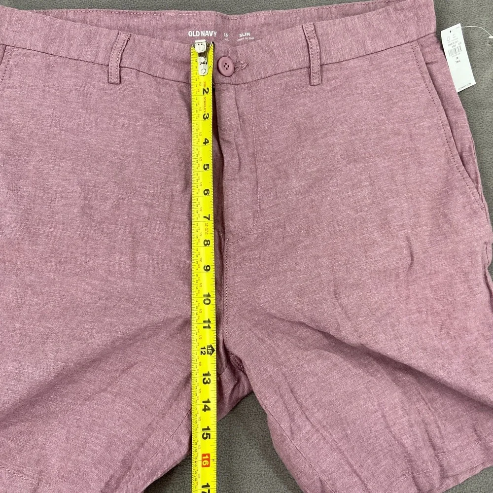 Old Navy Slim Linen Blend Chino Shorts Mens 36‎ Tall Pink Mid Rise Performance